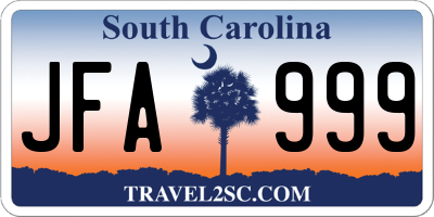 SC license plate JFA999