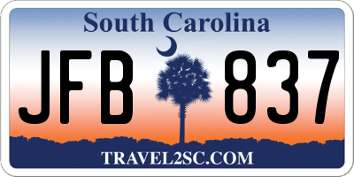 SC license plate JFB837
