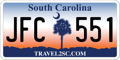 SC license plate JFC551