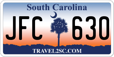 SC license plate JFC630