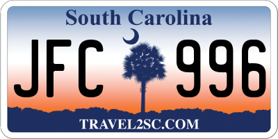 SC license plate JFC996