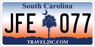 SC license plate JFE077