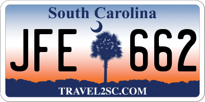 SC license plate JFE662
