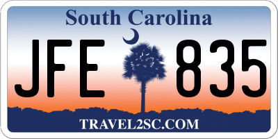 SC license plate JFE835