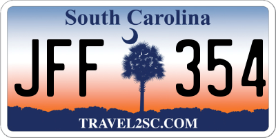SC license plate JFF354
