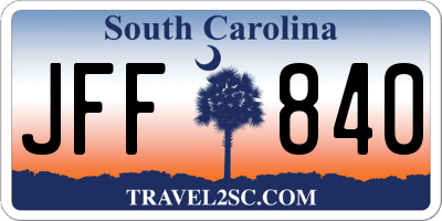 SC license plate JFF840
