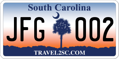 SC license plate JFG002
