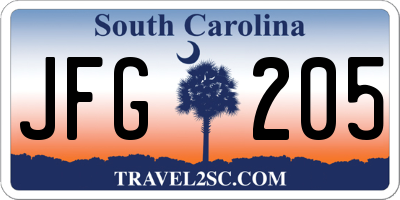 SC license plate JFG205