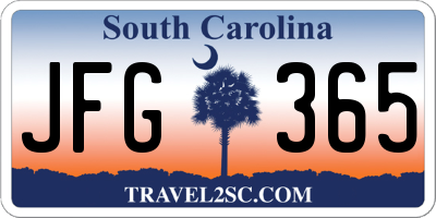 SC license plate JFG365
