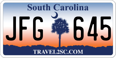 SC license plate JFG645