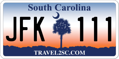 SC license plate JFK111