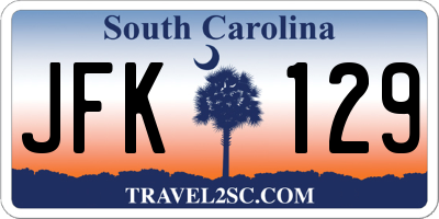 SC license plate JFK129