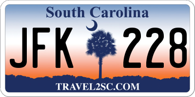 SC license plate JFK228