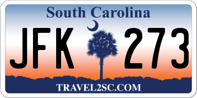 SC license plate JFK273