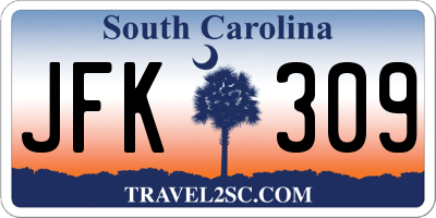 SC license plate JFK309