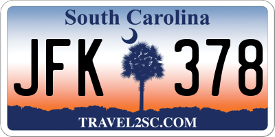 SC license plate JFK378