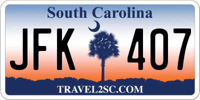 SC license plate JFK407