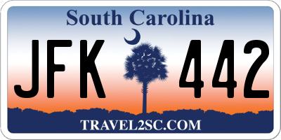 SC license plate JFK442