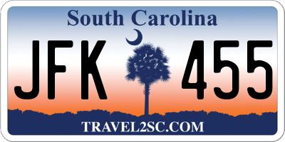 SC license plate JFK455