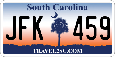 SC license plate JFK459
