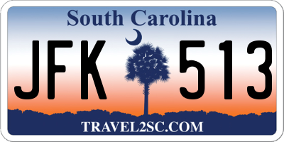 SC license plate JFK513