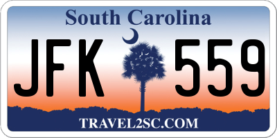 SC license plate JFK559