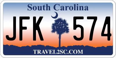 SC license plate JFK574