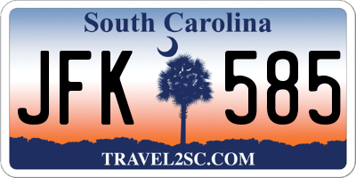 SC license plate JFK585