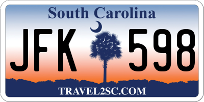 SC license plate JFK598