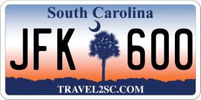SC license plate JFK600