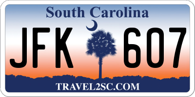 SC license plate JFK607