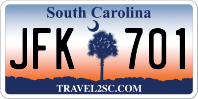 SC license plate JFK701