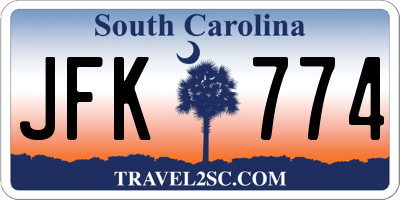 SC license plate JFK774
