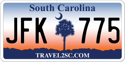 SC license plate JFK775