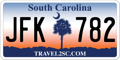 SC license plate JFK782