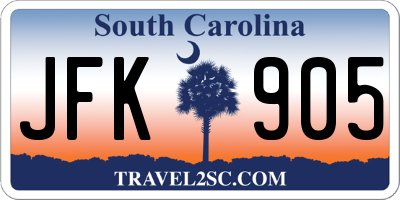 SC license plate JFK905