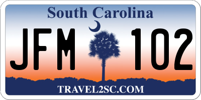 SC license plate JFM102