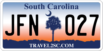 SC license plate JFN027