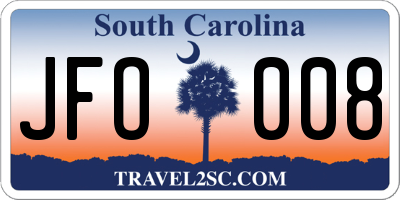 SC license plate JFO008