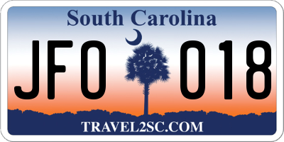 SC license plate JFO018