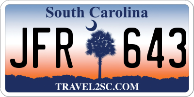 SC license plate JFR643