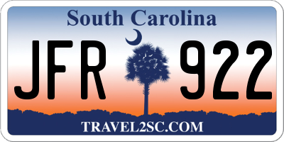 SC license plate JFR922