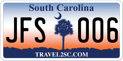 SC license plate JFS006