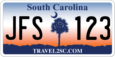 SC license plate JFS123