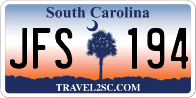 SC license plate JFS194