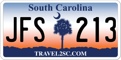 SC license plate JFS213