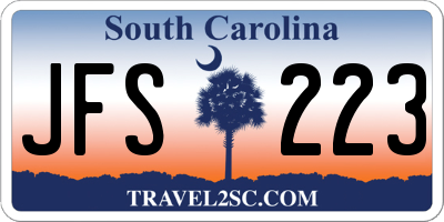 SC license plate JFS223