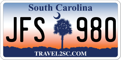 SC license plate JFS980