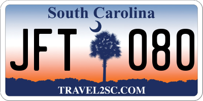 SC license plate JFT080