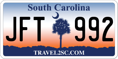 SC license plate JFT992